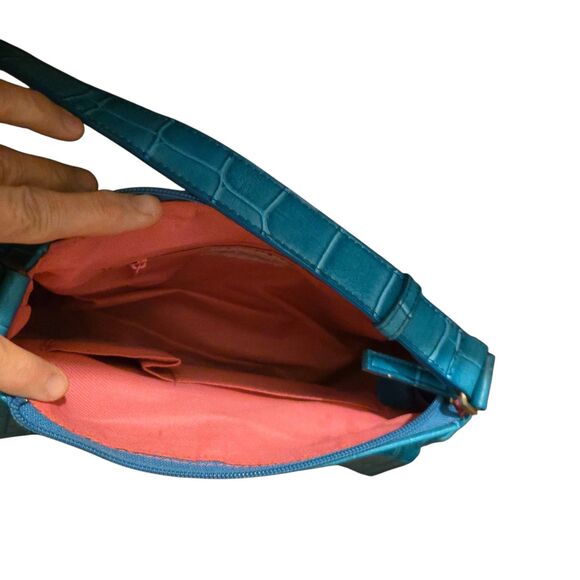 Y2K Elka Handbags Inc Vegan Faux Crocodile Pattern Shoulder Purse 90's VTG - Picture 10 of 12